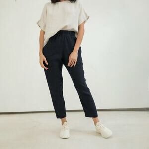 Elizabeth Suzann Clyde Work Pant Black Trousers High Rise 0 Tall XS 100% Cotton